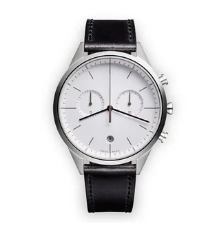 Uniform Wares Women's C39 Chronograph Watch (Polierter Stahl / Schwarzes Nappa)