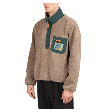 Brain Dead Teddy Sherpa Half Zip Jacket (Braun)