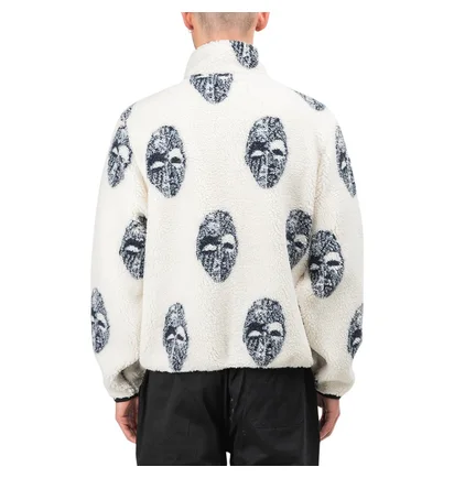 Stüssy Mask Jacquard Sherpa Jacket (Weiß / Schwarz)
