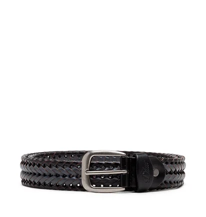 Dime Braided Leather Belt (Schwarz)