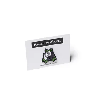 Raised By Wolves Yin-Yang Rose Pin (Schwarz)