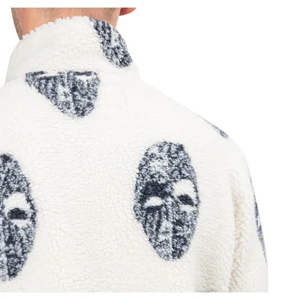 Stüssy Mask Jacquard Sherpa Jacket (Weiß / Schwarz)