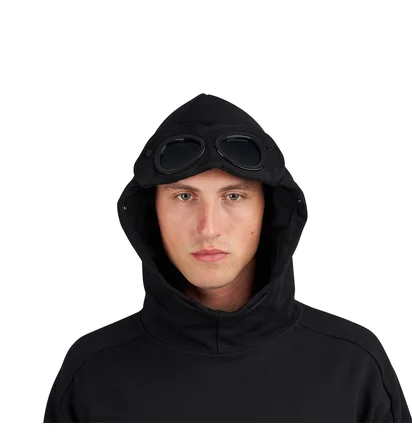 C.P. Company Diagonal Raised Fleece Goggle Hooded Sweatshirt (Schwarz)
