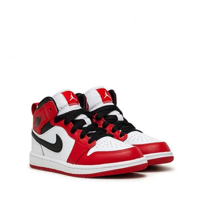 Air Jordan 1 Mid (PS) (Rot / Weiß / Schwarz)