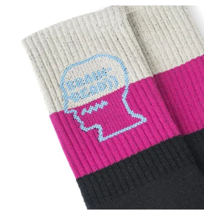 Brain Dead Striped Logo Socks (Schwarz / Tan / Pink)