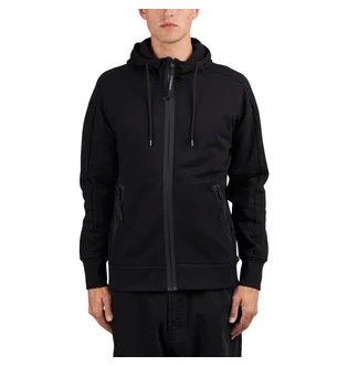 C.P. Company Diagonal Raised Fleece Goggle Zipped Hooded Sweatshirt (Schwarz)