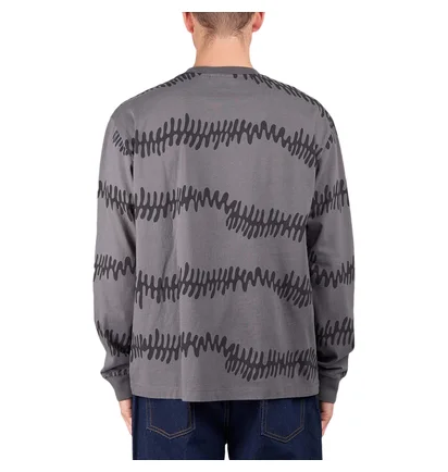 by Parra Stitched Skull Long Sleeve T-Shirt (Grau / Schwarz)