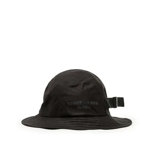 Stone Island Cotton Nylon Marina Bucket Hat (Schwarz)