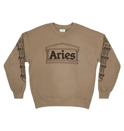 Aries Column Crewneck Sweatshirt (Khaki / Schwarz)