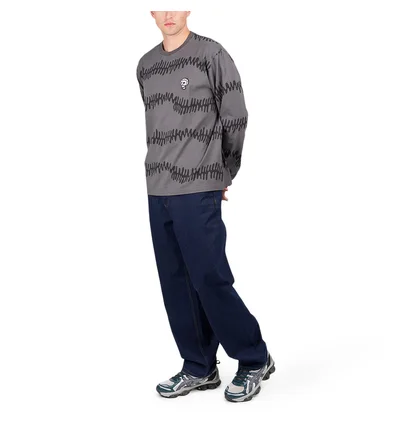 by Parra Stitched Skull Long Sleeve T-Shirt (Grau / Schwarz)