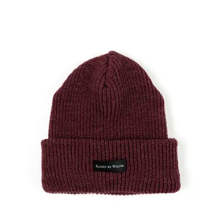 Raised By Wolves Waffle Knit Watch Beanie (Weinrot)