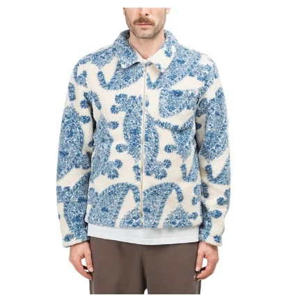 Stüssy Big Paisley Full Zip Sherpa Jacket (Beige / Blau)