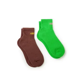 Pleasures 2 Pack Logo Socks (Grün / Braun)