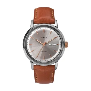 Timex Archive Marlin Automatic Day-Date 40mm Leather Strap (Braun / Silber)