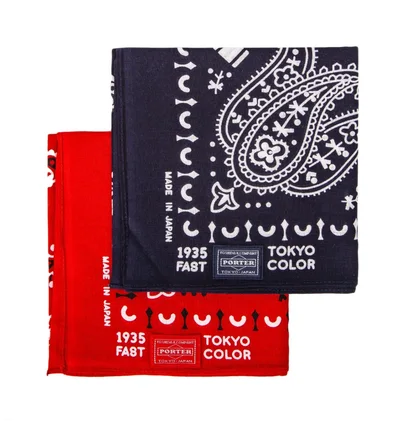 Porter by Yoshida Original Bandana (Rot / Marineblau)