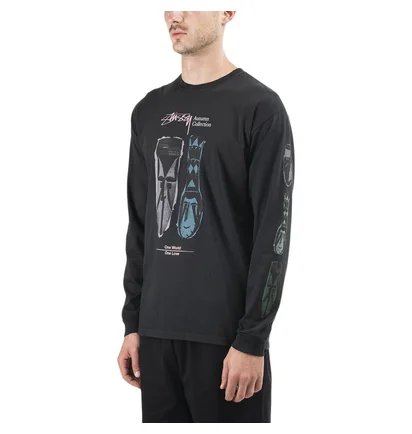 Stüssy Autumn Masks Pig. Dyed LS Tee (Schwarz)