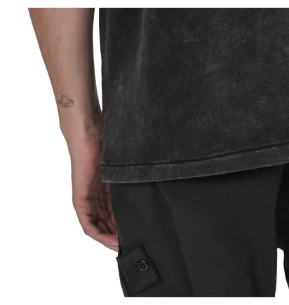 Chrystie NYC Acid Wash T-Shirt (Schwarz)