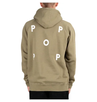 Pop Trading Company Logo Hooded Sweat (Oliv)