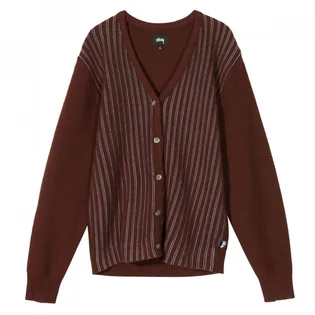 Stüssy Stripe Cardigan (Weinrot)