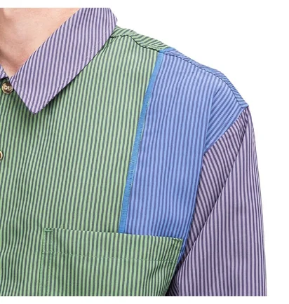 Brain Dead Paneled Stripe Poplin Shirt (Multi)