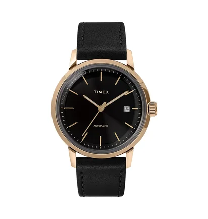 Timex Archive Marlin Automatic 40mm Leather Strap (Schwarz / Gold)