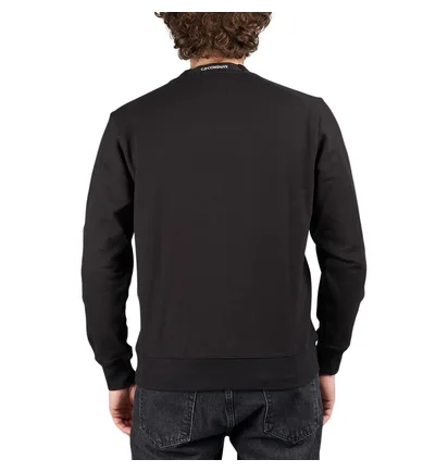 C.P. Company Diagonal Raised Fleece Crewneck Lens Sweatshirt (Schwarz)
