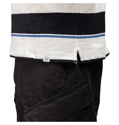 Norse Projects Johannes Textured Stripe Longsleeve (Dunkelblau)