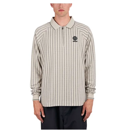 Metalwood Ribbed LS Polo (Beige)