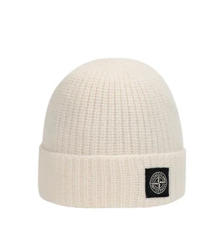 Stone Island Geelong Wool Patch Beanie (Weiß)