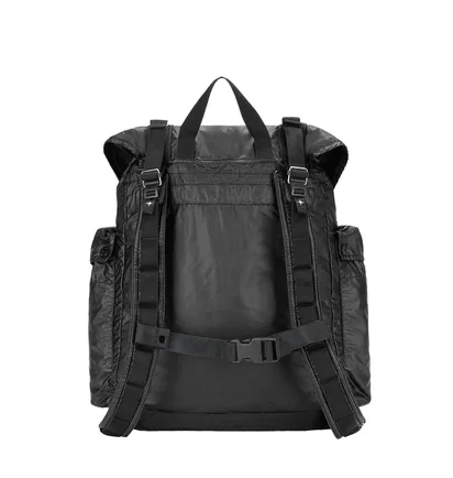 Stone Island Mussola Gommate Canvas Print Backpack (Schwarz)
