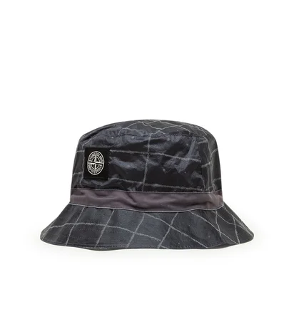 Stone Island Reflective Grid Bucket Hat (Schwarz)