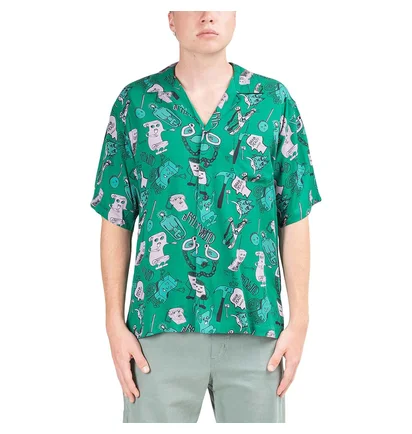 Brain Dead Caricatures Hawaiian Shirt (Grün)