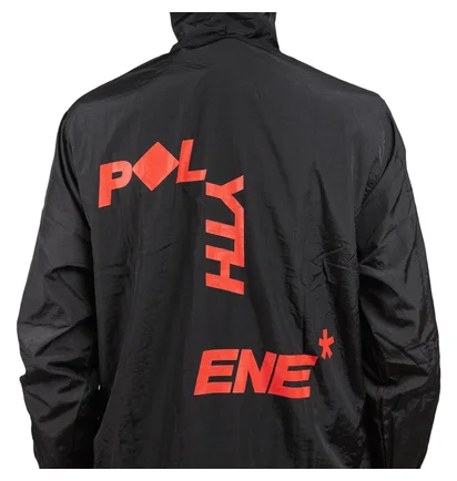 Polythene* Nylon Zipped Windbreaker (Schwarz / Rot)