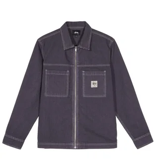 Stüssy Overdyed Hickory LS Zip Shirt (Lila)