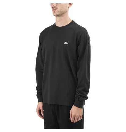 Stüssy Stock Logo Longsleeve Crew (Schwarz)