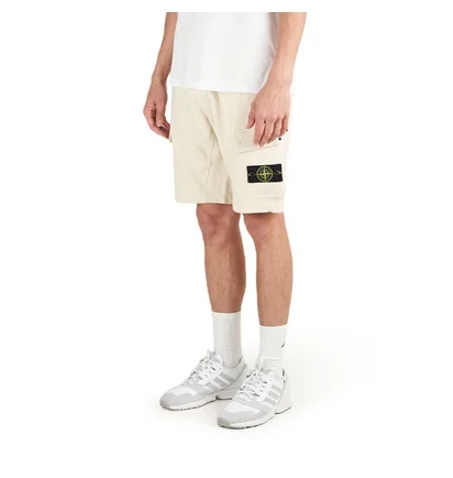 Stone Island Cotton Fleece Bermuda Cargo Shorts (Beige)