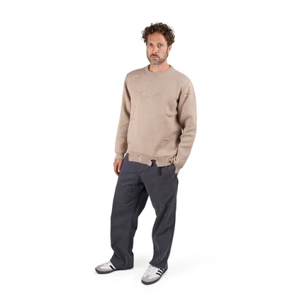 Alpha Industries Distressed Logo Pullover (Beige)