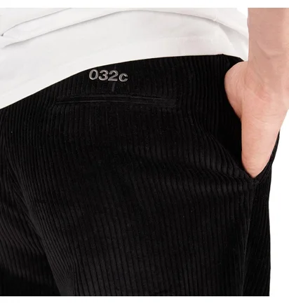 032c Pleat Front Cord Pants (Schwarz)