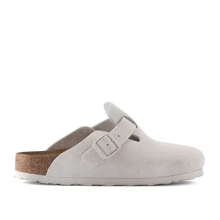 Birkenstock Boston Soft Footbed Suede Leather (Hellgrau)