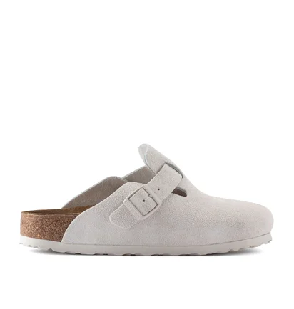 Birkenstock Boston Soft Footbed Suede Leather (Hellgrau)