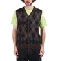 Pop Trading Company Knitted Cardigan Vest (Navy / Braun / Grau)