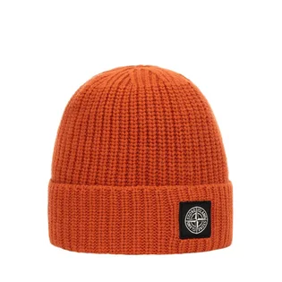 Stone Island Geelong Wool Patch Beanie (Orange)
