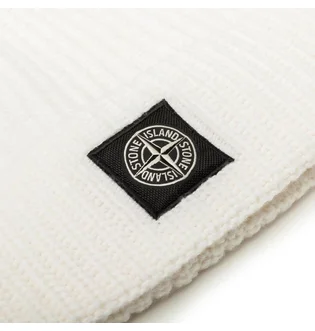 Stone Island Rib Knit Beanie (Weiß)