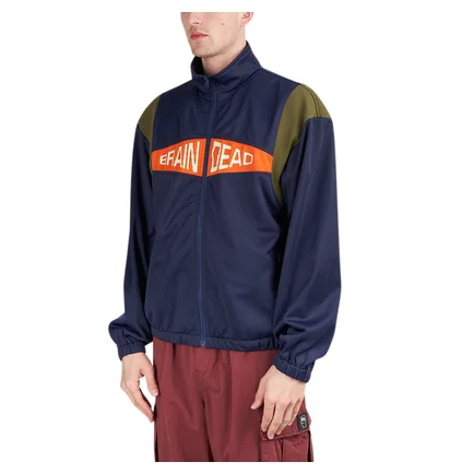 Brain Dead Alonzo Paneled Rib Track Jacket (Navy / Grün)