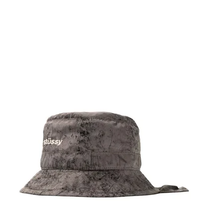 Stüssy Dyed Nylon Bungee Bucket Hat (Grau / Khaki)