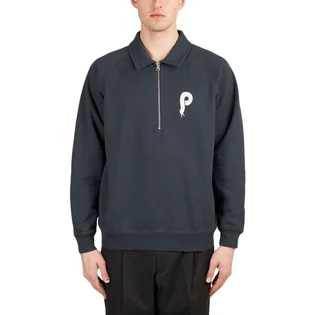 Parra Bird Face Font half Zip Polo Sweatshirt (Navy)